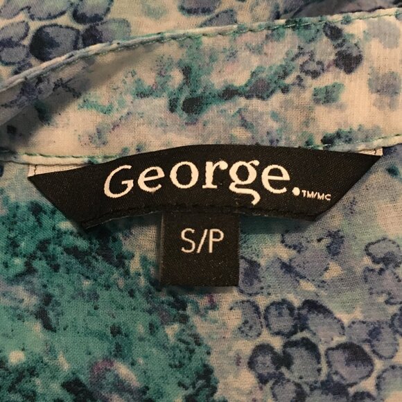 Abstract Watercolour Mermaidcore Print Sheer Button Up Collar Tunic Shirt - Picture 11 of 16